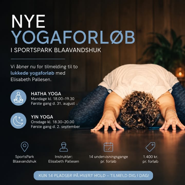 Genopslag: FÅ PLADSER TILBAGE

🧘 2 NYE YOGAFORLØB, KUN 14 PL